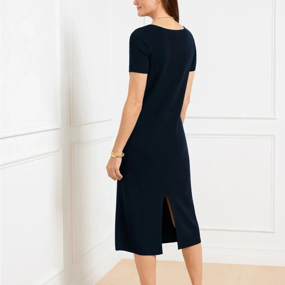 TALBOTS- RIBBED MIDI DRESS - Picture 2 of 7